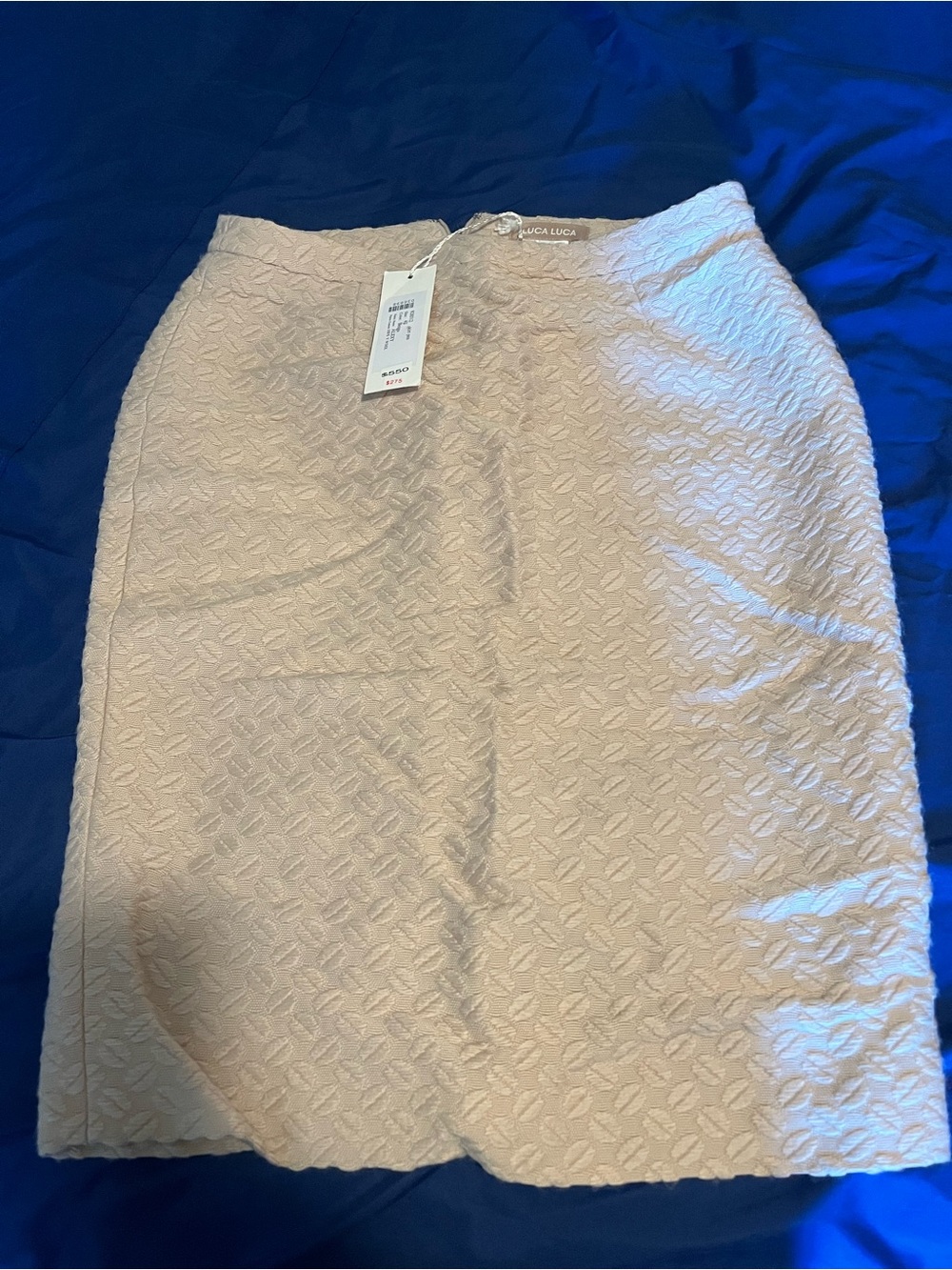 Textured Beige Pencil Skirt by Luca Luca